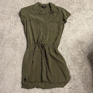 PAIGE Olive Green Button-Front Mini Dress